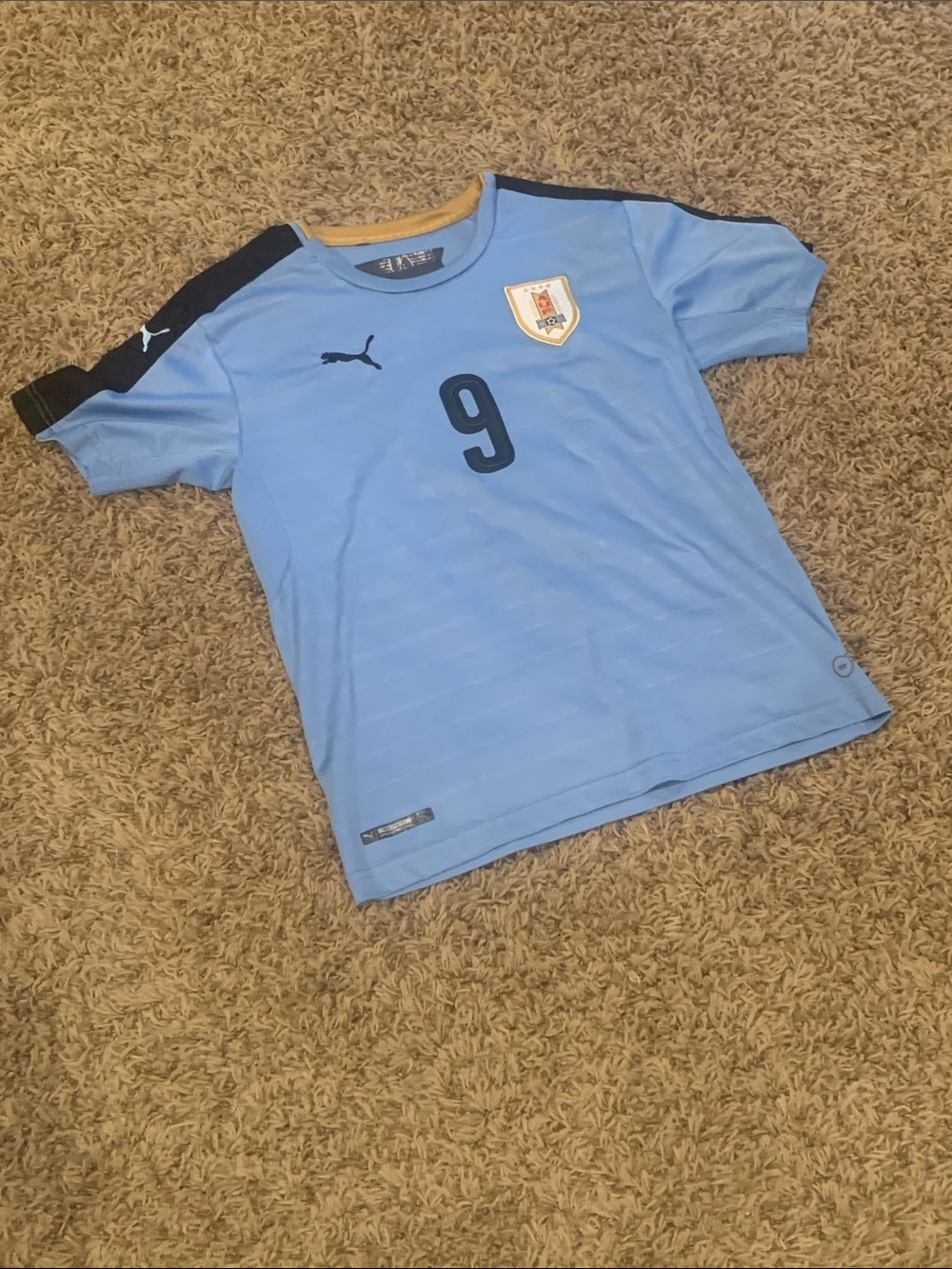 Puma Kids Light Blue Soccer Jersey with Navy Accents #9
